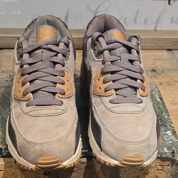 Nike Air Max 90 Leather Suede Grey Pink Wmns 7.5 #768887 201 RARE - Picture 3 of 12